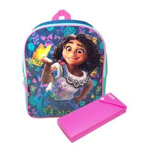 Encanto Girls School Backpack 15" Madrigal Disney and Pencil Case 2 PIece Set